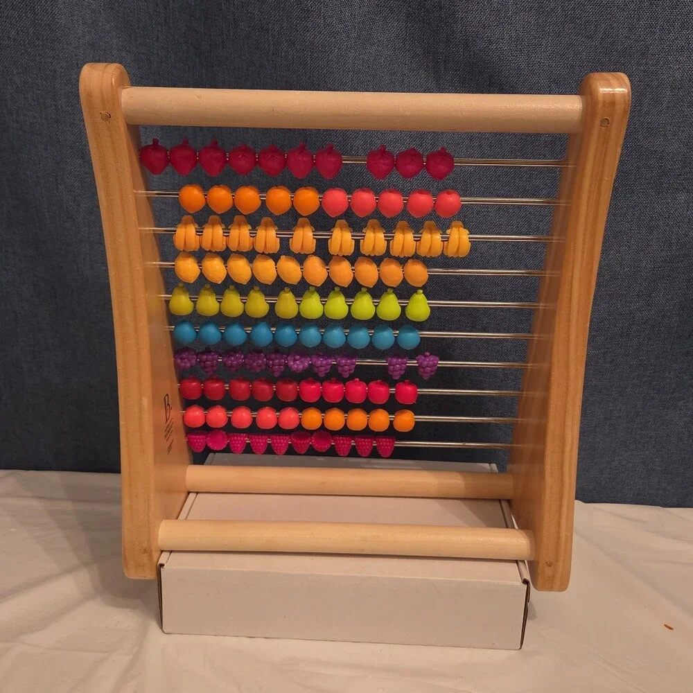 B. Toys Two-Ty Fruity Wooden Abacus Toy Textured Fruit Counting Math Board